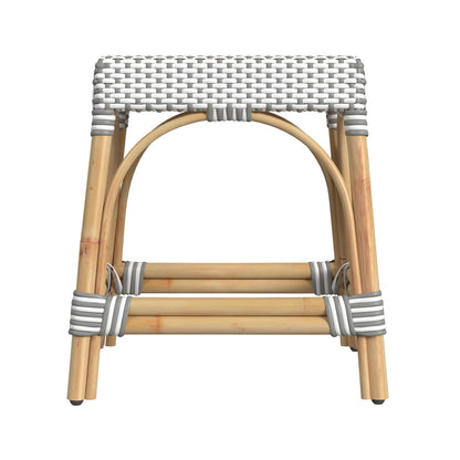 Butler Specialty Company - Robias - Tobias 18 in. Seat Height Round Rattan Stool, Gray/White Dot - 5746266