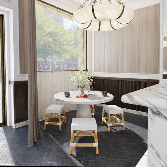 Butler Specialty Company - Robias - Tobias 18 in. Seat Height Round Rattan Stool, White - 5746304