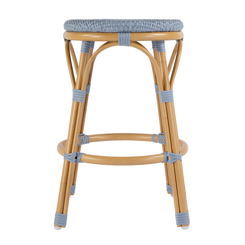Butler Specialty Company - Tobias 24.5 in. Seat Height Outdoor Rattan and Metal Backless Counter Stool, Baby Blue - 5648341 View 3