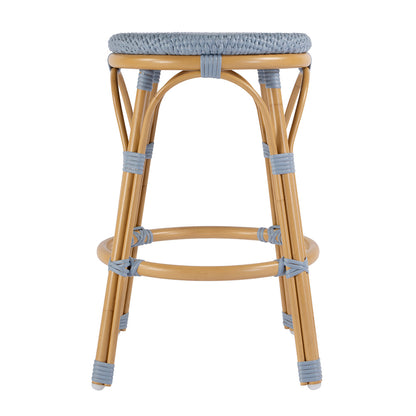 Butler Specialty Company - Tobias 24.5 in. Seat Height Outdoor Rattan and Metal Backless Counter Stool, Baby Blue - 5648341 View 3