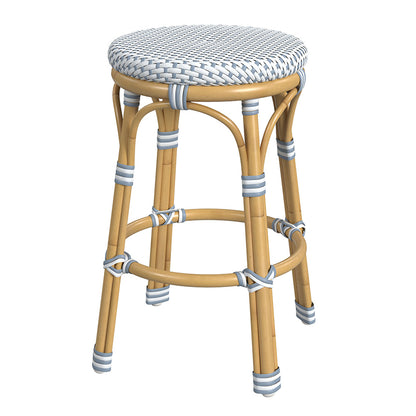 Butler Specialty Company - Tobias 24.5 in. Seat Height Outdoor Rattan and Metal Backless Counter Stool, Blue - 5648194 View 1