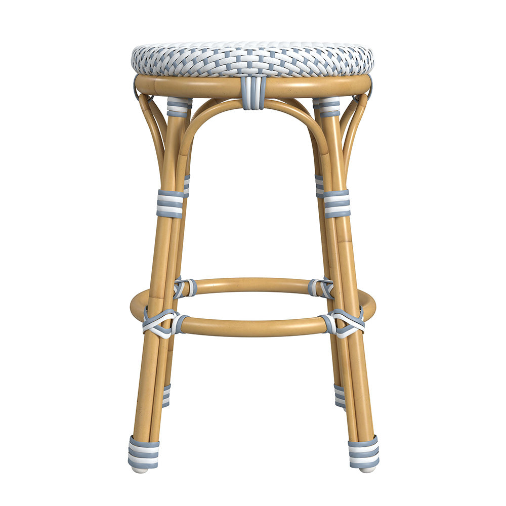 Butler Specialty Company - Tobias 24.5 in. Seat Height Outdoor Rattan and Metal Backless Counter Stool, Blue - 5648194 View 3