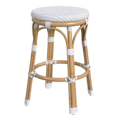 Butler Specialty Company - Tobias 24.5 in. Seat Height Outdoor Rattan and Metal Backless Counter Stool, White - 5648304 View 1