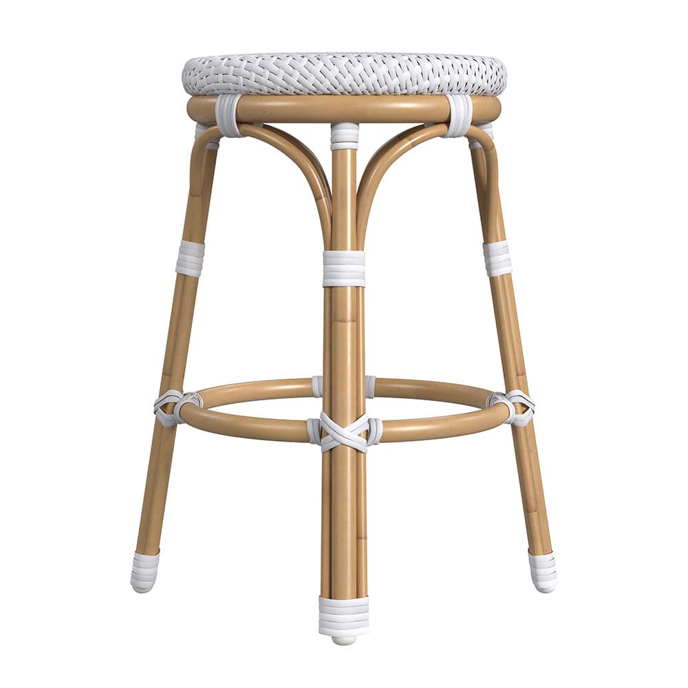 Butler Specialty Company - Tobias 24.5 in. Seat Height Outdoor Rattan and Metal Backless Counter Stool, White - 5648304 View 2