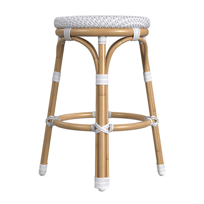 Butler Specialty Company - Tobias 24.5 in. Seat Height Outdoor Rattan and Metal Backless Counter Stool, White - 5648304 View 2