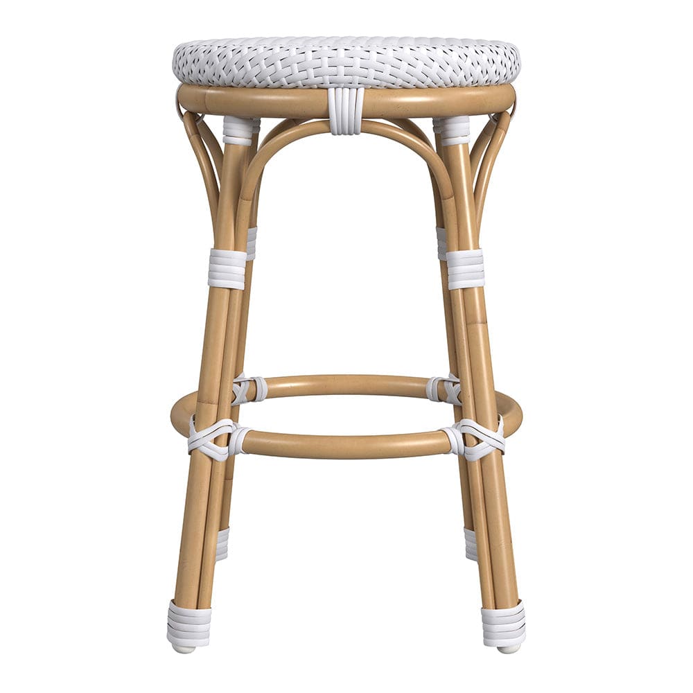 Butler Specialty Company - Tobias 24.5 in. Seat Height Outdoor Rattan and Metal Backless Counter Stool, White - 5648304 View 3