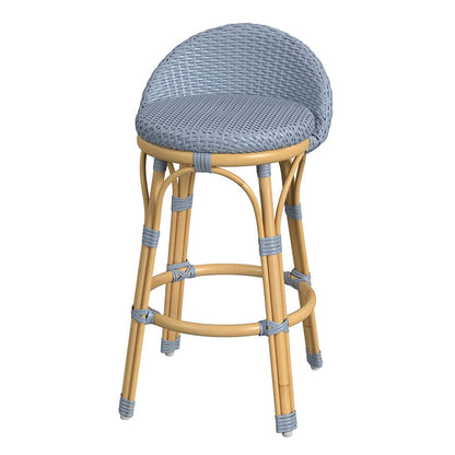 Butler Specialty Company - Tobias 24.5 in. Seat Height Outdoor Rattan and Metal Low Back Counter Stool, Baby Blue - 5649341 View 1