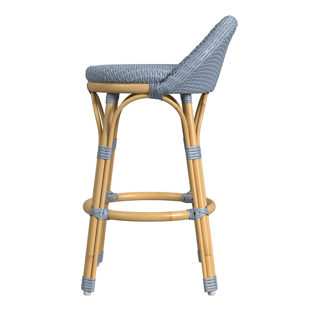 Butler Specialty Company - Tobias 24.5 in. Seat Height Outdoor Rattan and Metal Low Back Counter Stool, Baby Blue - 5649341 View 3