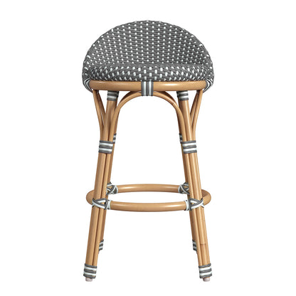 Butler Specialty Company - Tobias 24.5 in. Seat Height Outdoor Rattan and Metal Low Back Counter Stool, Gray and White Dot - 5649329 View 2