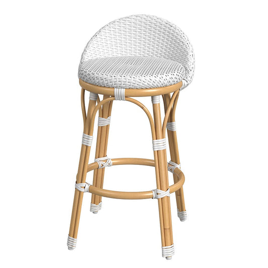 Butler Specialty Company - Tobias 24.5 in. Seat Height Outdoor Rattan and Metal Low Back Counter Stool, Smooth White - 5649304 View 1