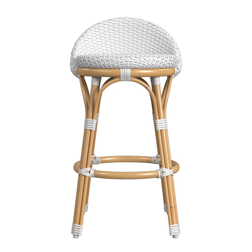 Butler Specialty Company - Tobias 24.5 in. Seat Height Outdoor Rattan and Metal Low Back Counter Stool, Smooth White - 5649304 View 2