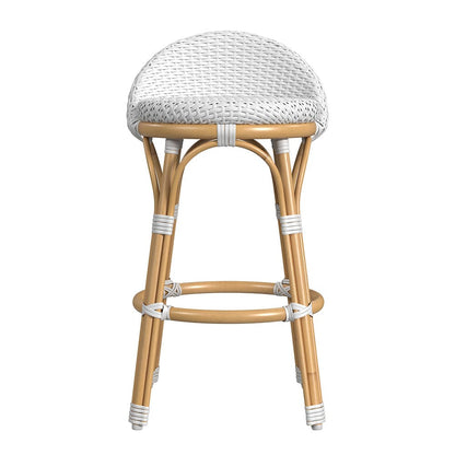 Butler Specialty Company - Tobias 24.5 in. Seat Height Outdoor Rattan and Metal Low Back Counter Stool, Smooth White - 5649304 View 2