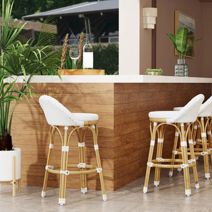 Butler Specialty Company - Tobias 24.5 in. Seat Height Outdoor Rattan and Metal Low Back Counter Stool, Smooth White - 5649304 view 6