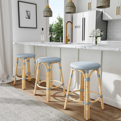 Butler Specialty Company - Tobias 24 in. Seat Height Rattan Round Backless Counter Height Stool with Footrest, Baby Blue - 9371341 view 6