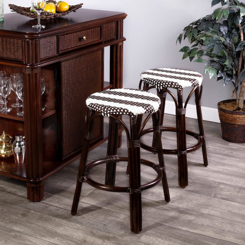 Butler Specialty Company - Tobias 24 in. Seat Height Rattan Round Backless Counter Height Stool with Footrest, Brown/White Stripe - 9371403_CLOSEOUT view 7