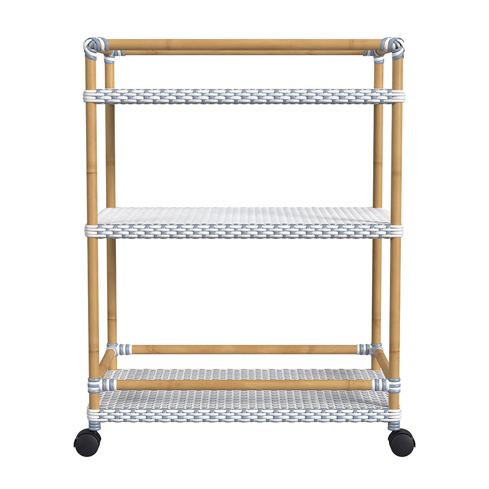 Butler Specialty Company - Tobias 24 in. W Outdoor Rattan and Metal 3 Tier Bar Cart, Baby Blue - 5651194 View 2