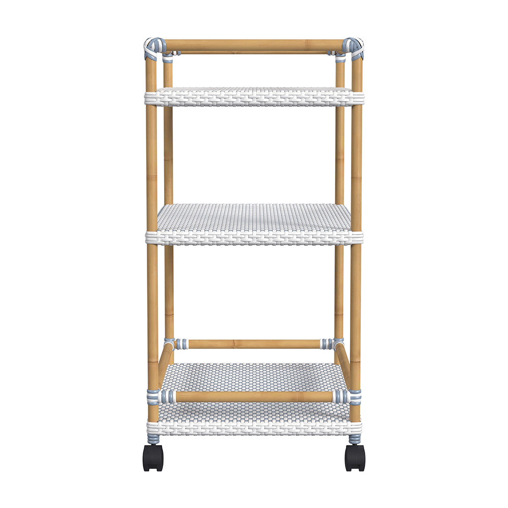 Butler Specialty Company - Tobias 24 in. W Outdoor Rattan and Metal 3 Tier Bar Cart, Baby Blue - 5651194 View 3