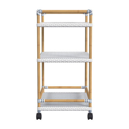 Butler Specialty Company - Tobias 24 in. W Outdoor Rattan and Metal 3 Tier Bar Cart, Baby Blue - 5651194 View 3