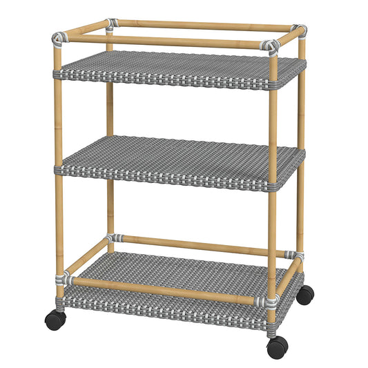 Butler Specialty Company - Tobias 24 in. W Outdoor Rattan and Metal 3 Tier Bar Cart, Gray - 5651329 View 1