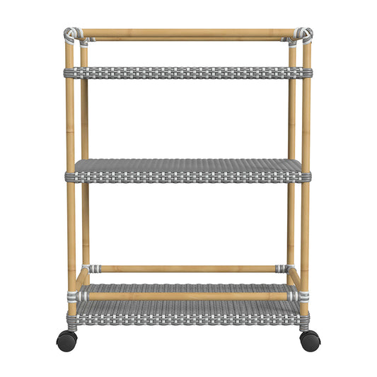 Butler Specialty Company - Tobias 24 in. W Outdoor Rattan and Metal 3 Tier Bar Cart, Gray - 5651329 View 2
