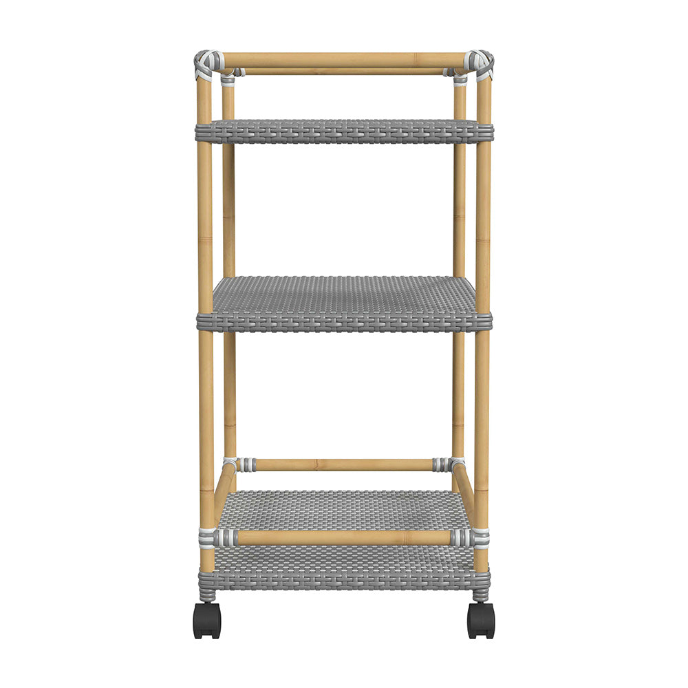 Butler Specialty Company - Tobias 24 in. W Outdoor Rattan and Metal 3 Tier Bar Cart, Gray - 5651329 View 3