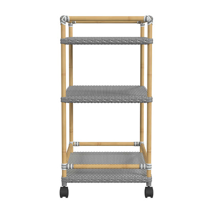Butler Specialty Company - Tobias 24 in. W Outdoor Rattan and Metal 3 Tier Bar Cart, Gray - 5651329 View 3
