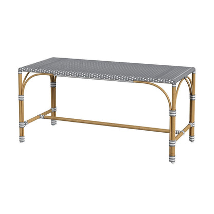 Butler Specialty Company - Tobias 40 in. W Outdoor Rectangular Rattan Dining Bench, Gray and White Dot - 5650329 View 1