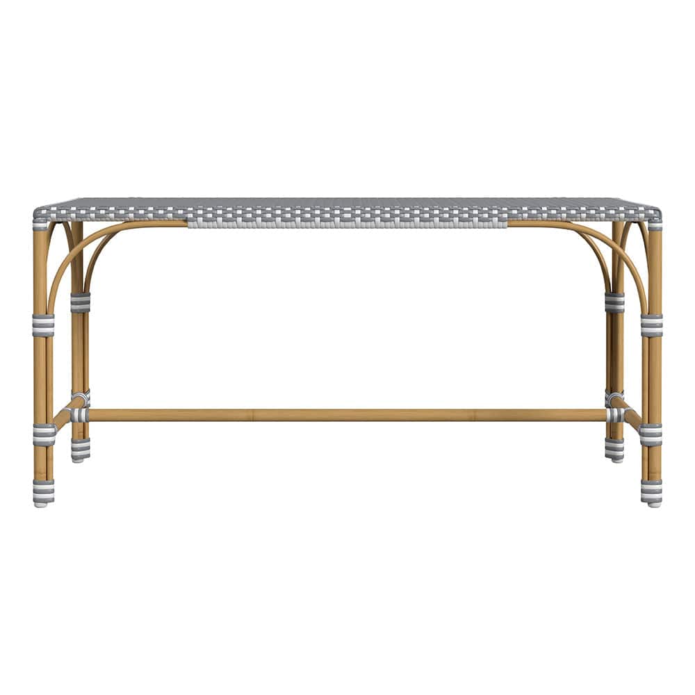 Butler Specialty Company - Tobias 40 in. W Outdoor Rectangular Rattan Dining Bench, Gray and White Dot - 5650329 View 2