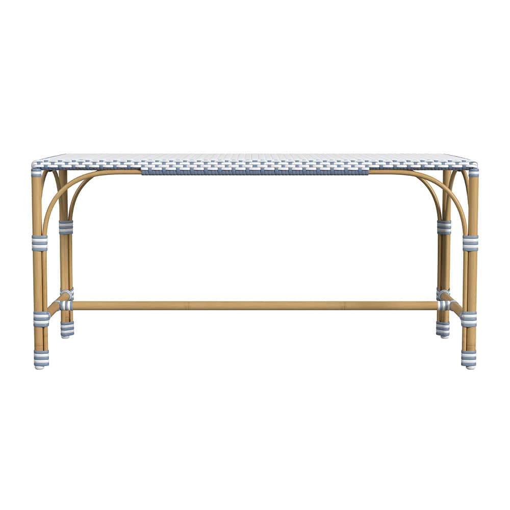 Butler Specialty Company - Tobias 40 in. W Outdoor Rectangular Rattan Dining Bench, White and Sky Blue Dot - 5650194 View 2