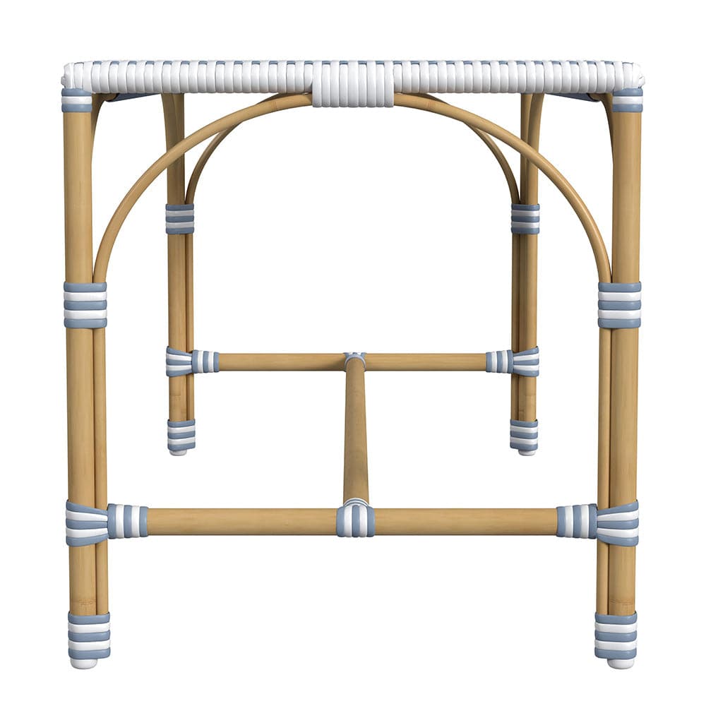 Butler Specialty Company - Tobias 40 in. W Outdoor Rectangular Rattan Dining Bench, White and Sky Blue Dot - 5650194 View 3