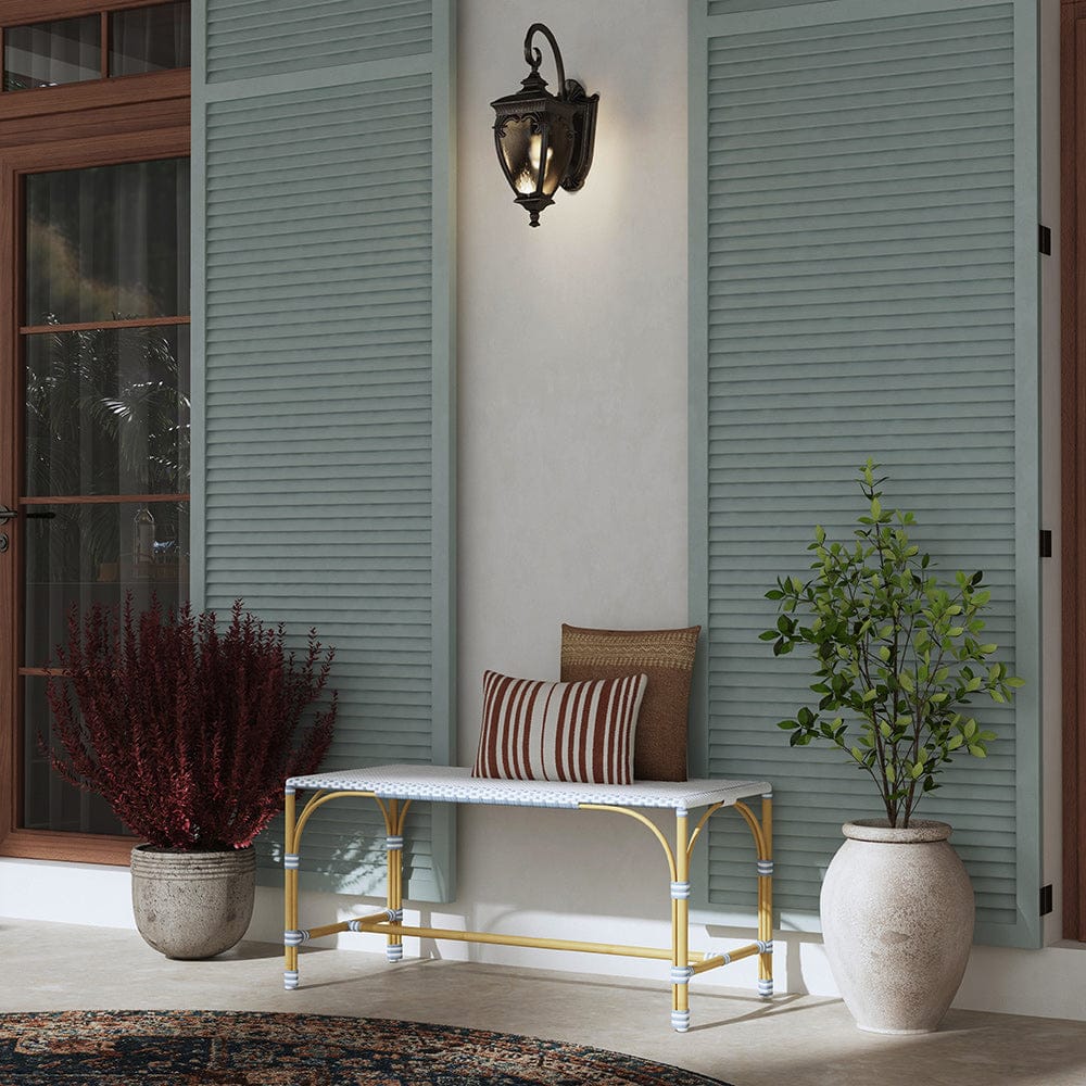 Butler Specialty Company - Tobias 40 in. W Outdoor Rectangular Rattan Dining Bench, White and Sky Blue Dot - 5650194 View 4