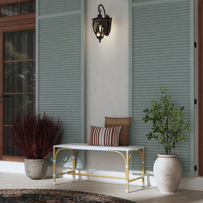 Butler Specialty Company - Tobias 40 in. W Outdoor Rectangular Rattan Dining Bench, White and Sky Blue Dot - 5650194 View 4