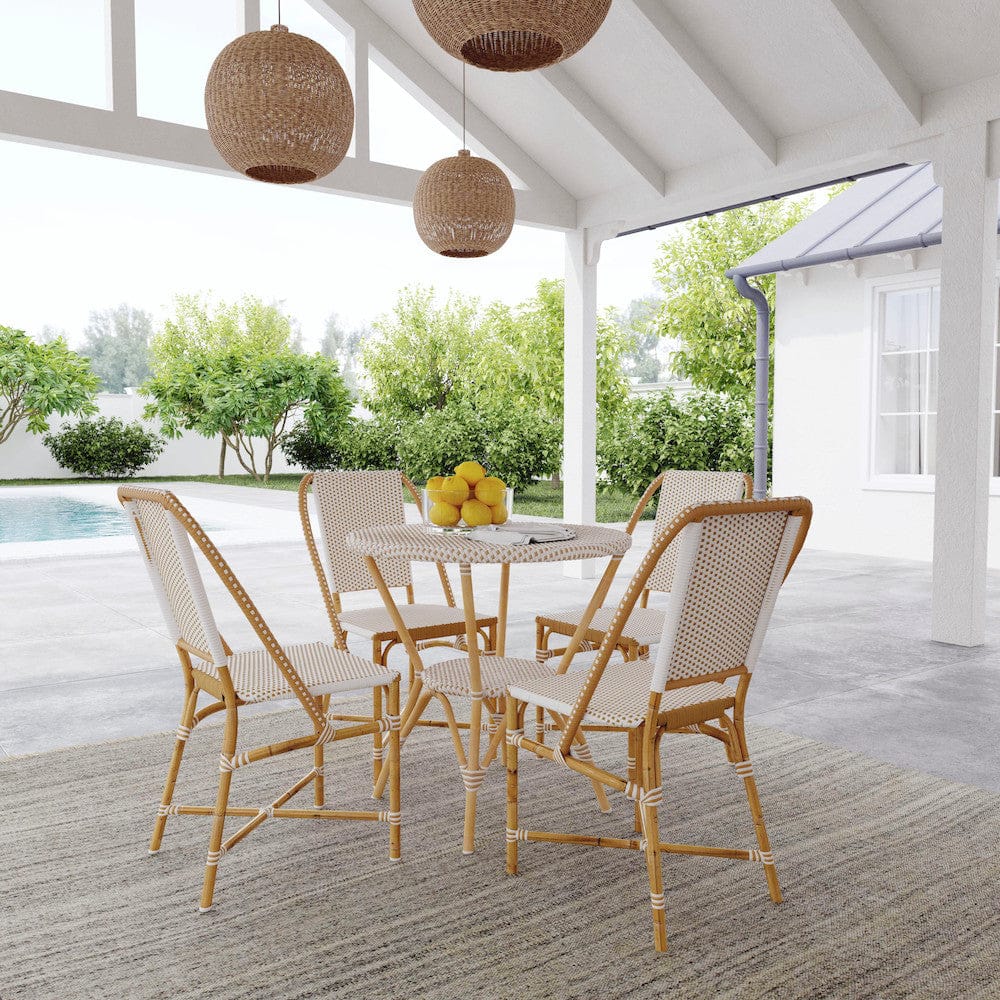 Butler Specialty Company - Tobias Indoor/Outdoor 18.5 in. Seat Height Rattan Dining Chair, Beige/White - 5647433 view 6