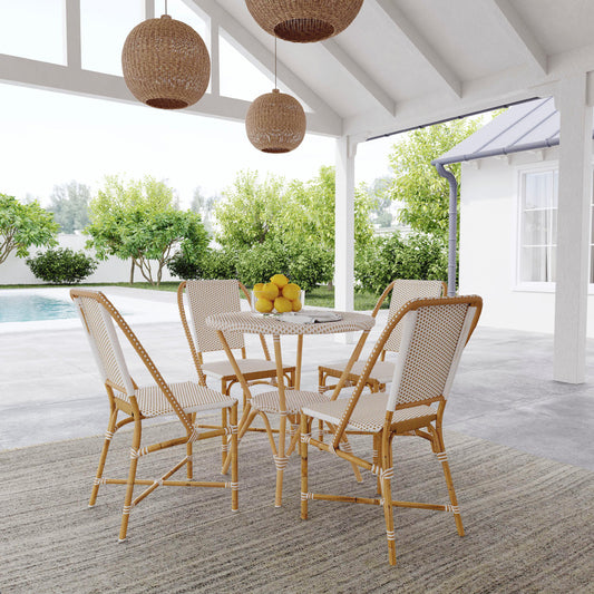 Butler Specialty Company - Tobias Indoor/Outdoor 18.5 in. Seat Height Rattan Dining Chair, Beige/White - 5647433