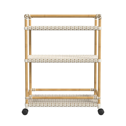 Butler Specialty Company - Tobias Indoor/Outdoor 24 in. W Rattan & Metal 3 Tier Mobile Bar/Serving Cart, Beige/White - 5651433