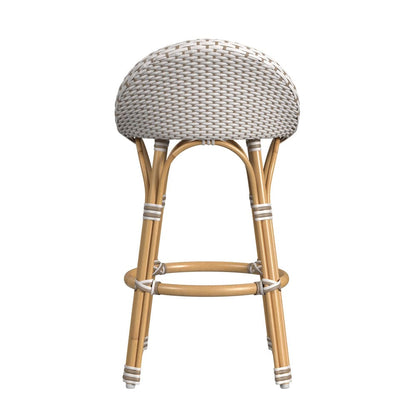 Butler Specialty Company - Tobias Indoor/Outdoor 24 in. Seat Height Rattan & Metal Low Back Counter Height Stool, Beige/White - 5649433
