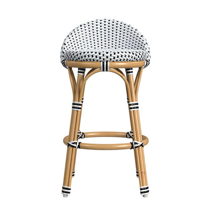 Butler Specialty Company - Tobias Indoor/Outdoor 24 in. Seat Height Rattan & Metal Low Back Counter Height Stool, Black/White - 5649434