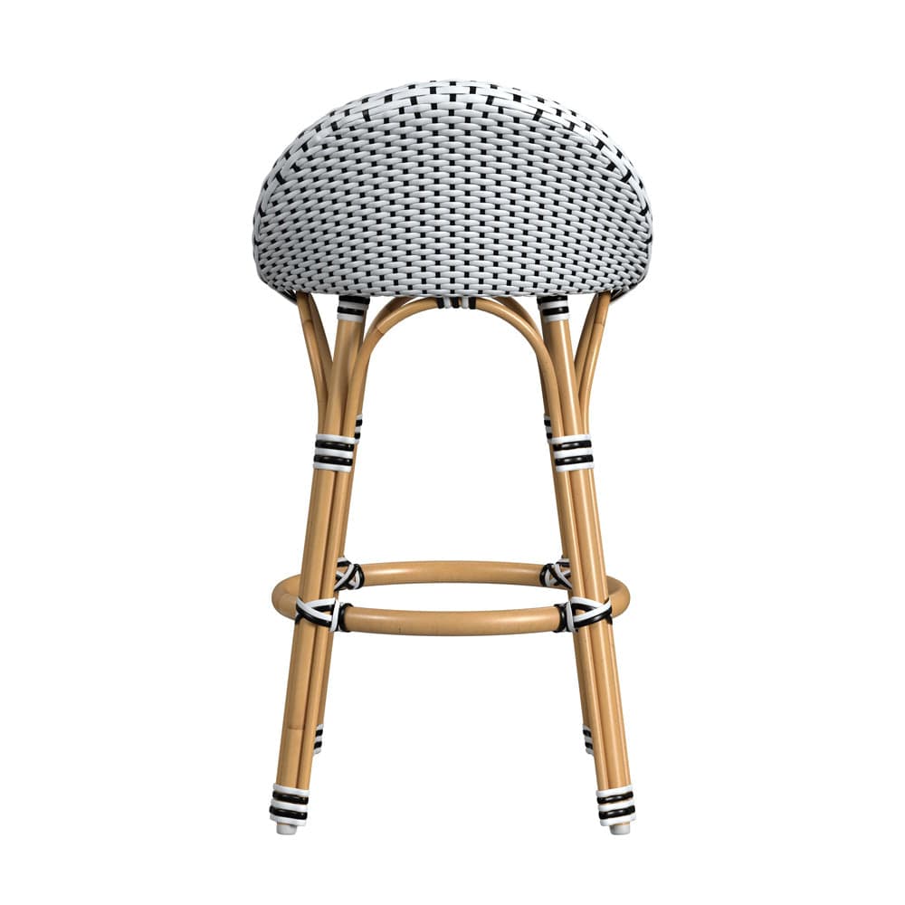 Butler Specialty Company - Tobias Indoor/Outdoor 24 in. Seat Height Rattan & Metal Low Back Counter Height Stool, Black/White - 5649434