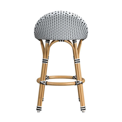 Butler Specialty Company - Tobias Indoor/Outdoor 24 in. Seat Height Rattan & Metal Low Back Counter Height Stool, Black/White - 5649434