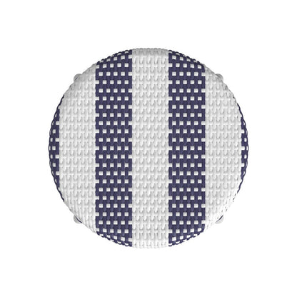 Butler Specialty Company - Tobias 30 in. Seat Height Rattan Round Backless Bar Height Stool with Footrest, Navy/White Stripe - 9370035_CLOSEOUT