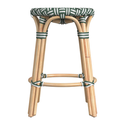 Butler Specialty Company - Tobias 24 in. Seat Height Rattan Round Backless Counter Height Stool with Footrest, Green - 9371467
