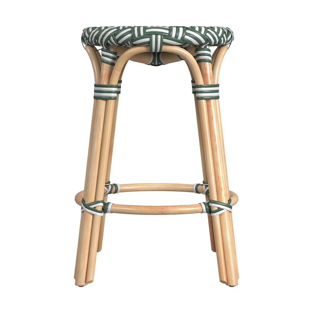 Butler Specialty Company - Tobias 24 in. Seat Height Rattan Round Backless Counter Height Stool with Footrest, Green - 9371467