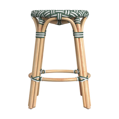 Butler Specialty Company - Tobias 24 in. Seat Height Rattan Round Backless Counter Height Stool with Footrest, Green - 9371467