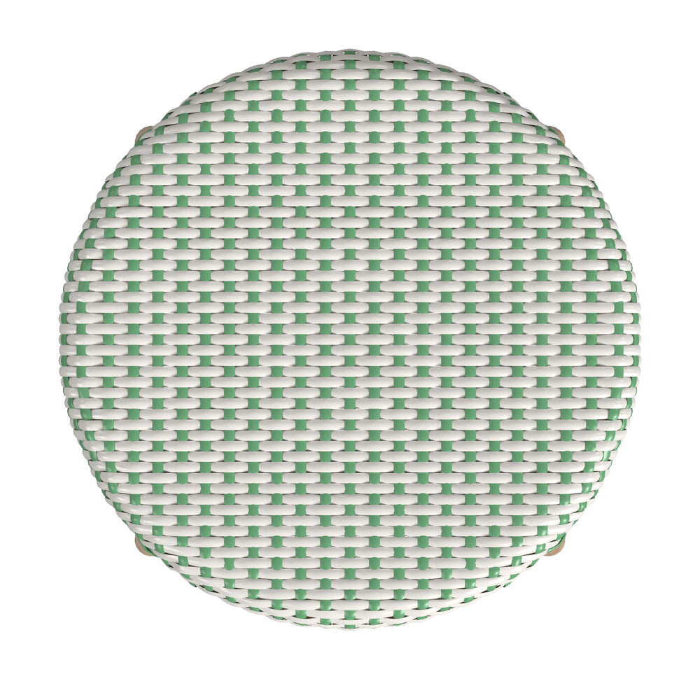 Butler Specialty Company - Tobias 24 in. Seat Height Rattan Round Backless Counter Height Stool with Footrest, Green/White Dot - 9371426