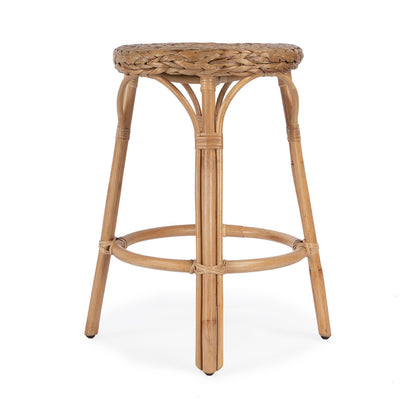 Butler Specialty Company - Tobias 24 in. Seat Height Rattan Round Backless Counter Height Stool with Footrest, Light Brown - 9371440