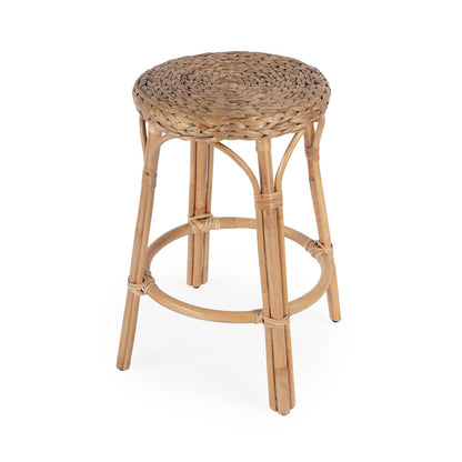 Butler Specialty Company - Tobias 24 in. Seat Height Rattan Round Backless Counter Height Stool with Footrest, Light Brown - 9371440