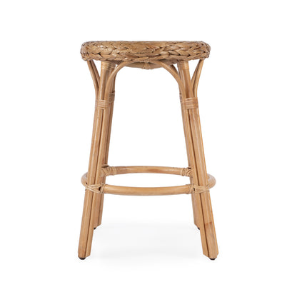 Butler Specialty Company - Tobias 24 in. Seat Height Rattan Round Backless Counter Height Stool with Footrest, Light Brown - 9371440