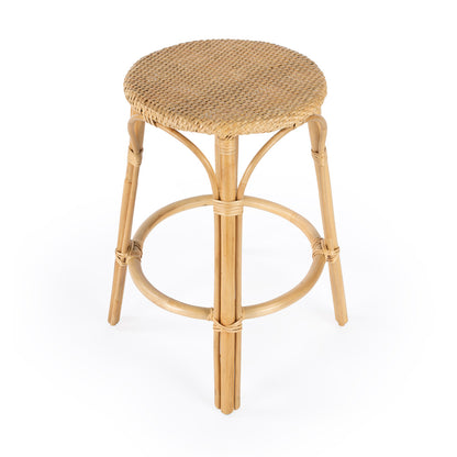 Butler Specialty Company - Tobias 24 in. Seat Height Rattan Round Backless Counter Height Stool with Footrest, Natural - 9371404