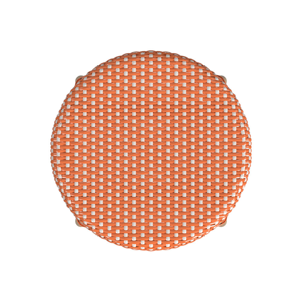 Butler Specialty Company - Tobias 24 in. Seat Height Rattan Round Backless Counter Height Stool with Footrest, Orange/White Dot - 9371427