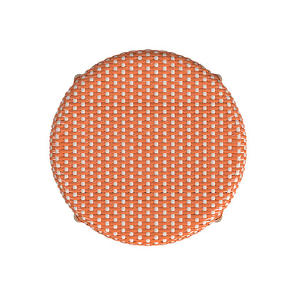 Butler Specialty Company - Tobias 24 in. Seat Height Rattan Round Backless Counter Height Stool with Footrest, Orange/White Dot - 9371427